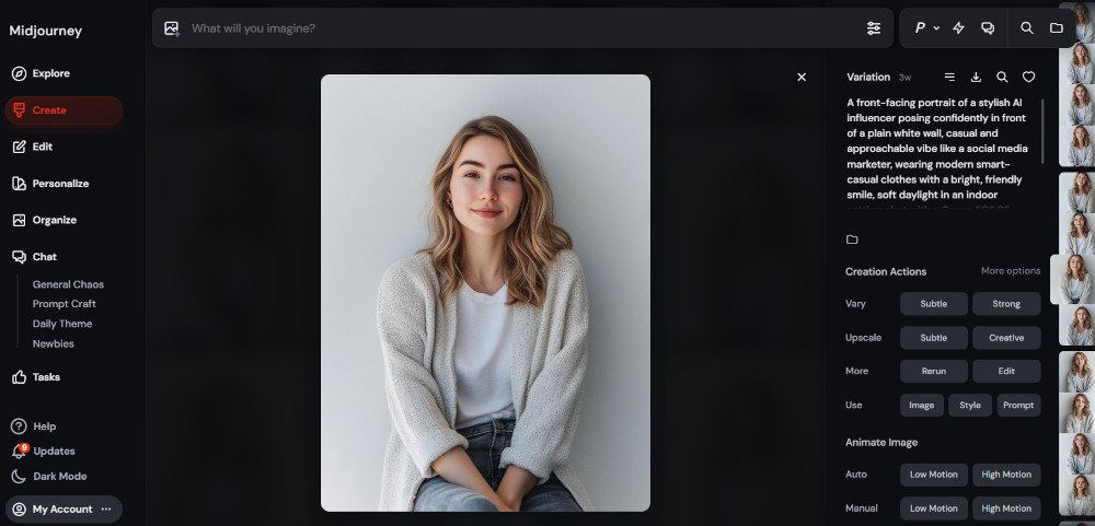 KI Influencer erstellen in Midjourney